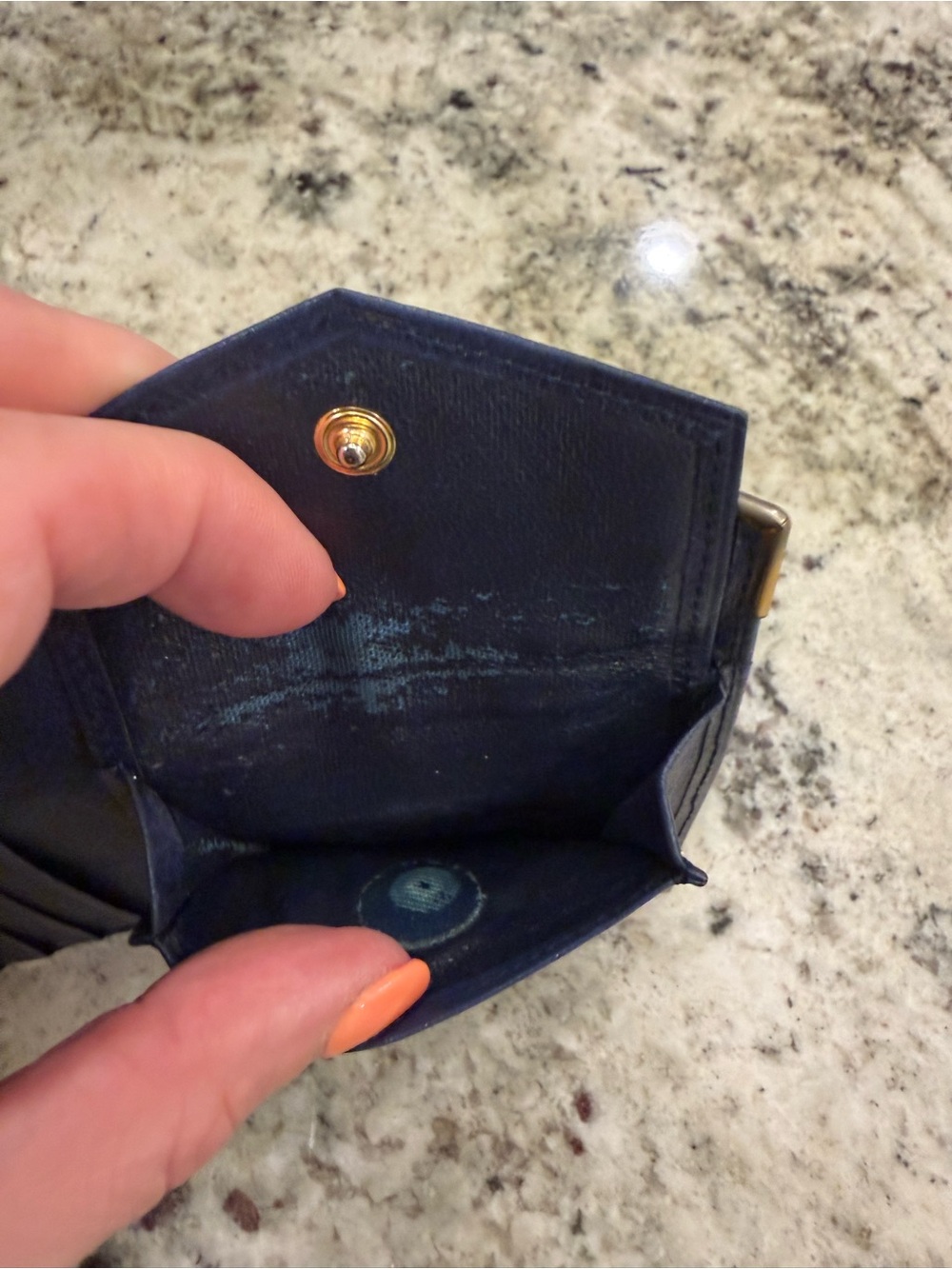 Yves Saint Laurent Navy Blue Leather Bifold Wallet with Gold Corners - Picture 10 of 11